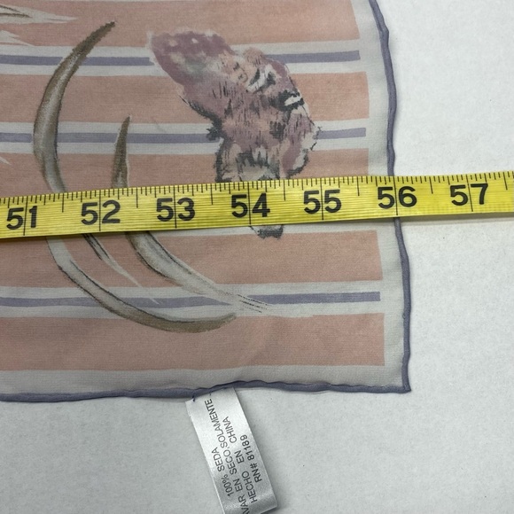 SILK SCARF FORAL BUTTERFLIES GRAY PINK BROWN PURPLE ELEGANT MONEY LUXURIOUS - Picture 11 of 11